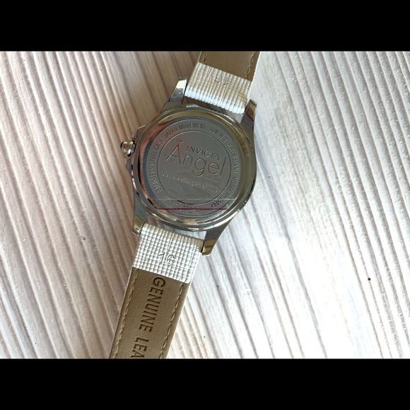 INVICTA Angel Collection Stainless Steel Leather Watch